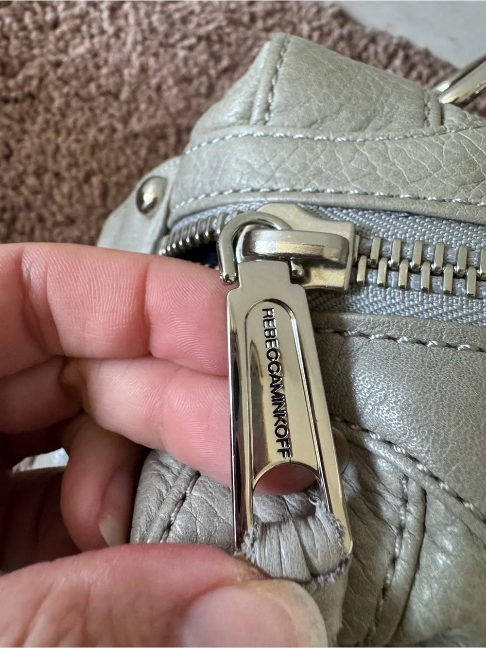 Rebecca Minkoff MAB Light Gray Leather Satchel Y2K